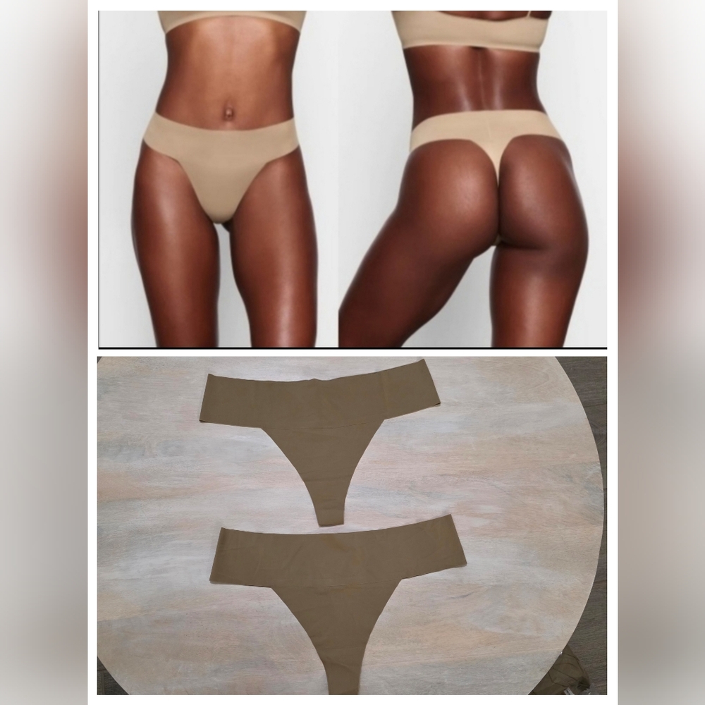 2pcs SKIMS Naked Dipped Thong, DESERT Size XL NWT